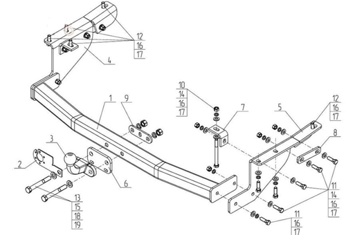 Фаркоп AvtoS для NISSAN PATROL (2010-) с универсальной электрикой и сертификатом в комплекте, арт.(NS 31+electr)