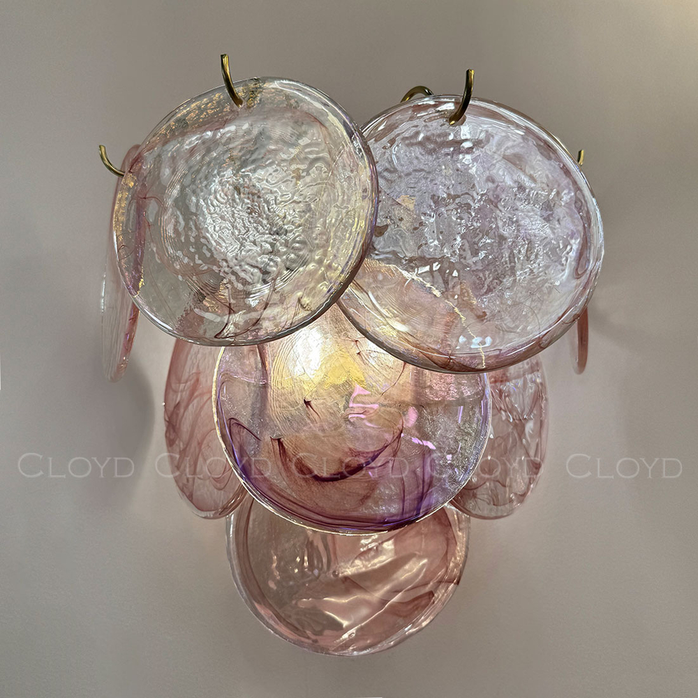 Бра Cloyd LINZE-B W2 / выс. 32 см - латунь - розов.стекло (арт.20481)