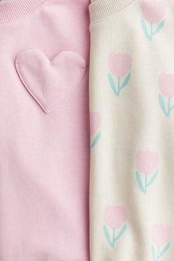 H&M Набор из двух толстовок с объёмными рукавами, розовый