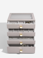 Органайзер для украшений и часов со стеклянной крышкой Stackers Classic Jewellery Box, 4 секции - White Pebble (White Pebble / серый / White Pebble / 500)
