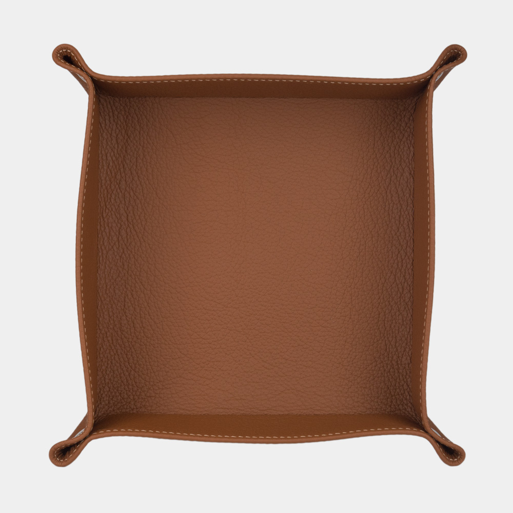 Лоток для мелочей из натуральной кожи теленка, цвета карамель