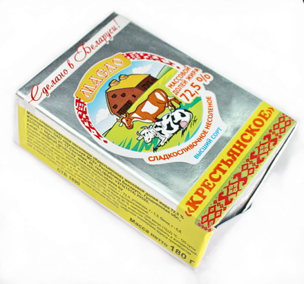 Масло сливочное "Крестьянское" 72,5% 180г. Щучин