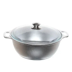 Кастрюля-жаровня алюминевая 4 л литой алюминий со стеклянной крышкой КМ-ж42