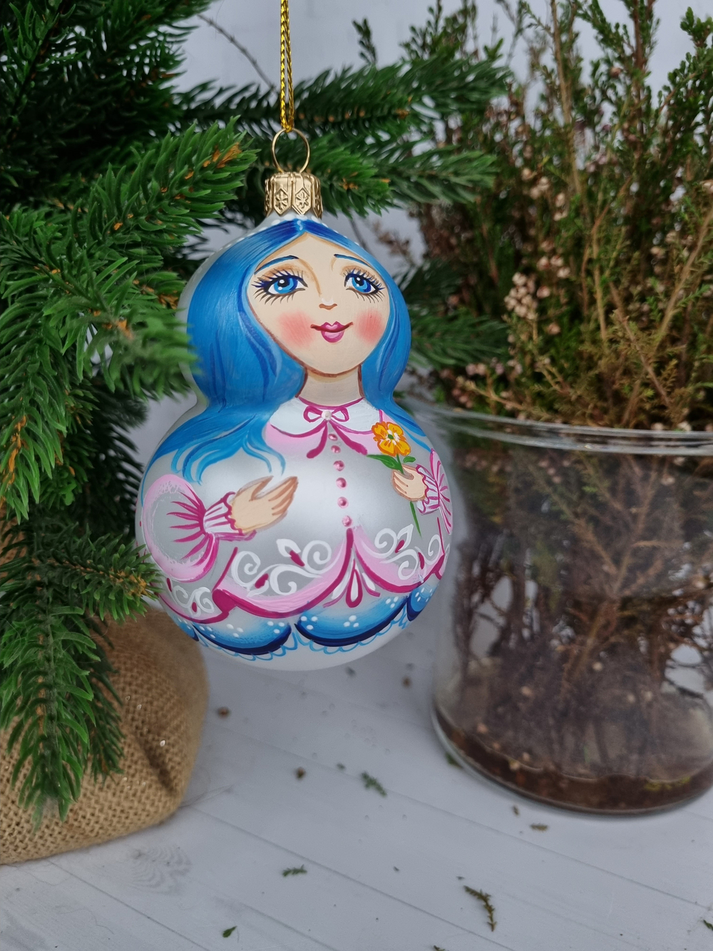 Матрешка стеклянная "Мальвина"