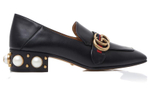 GUCCI Women"s Leather Mid Heel Loafer "Black Blue Red" Women"s