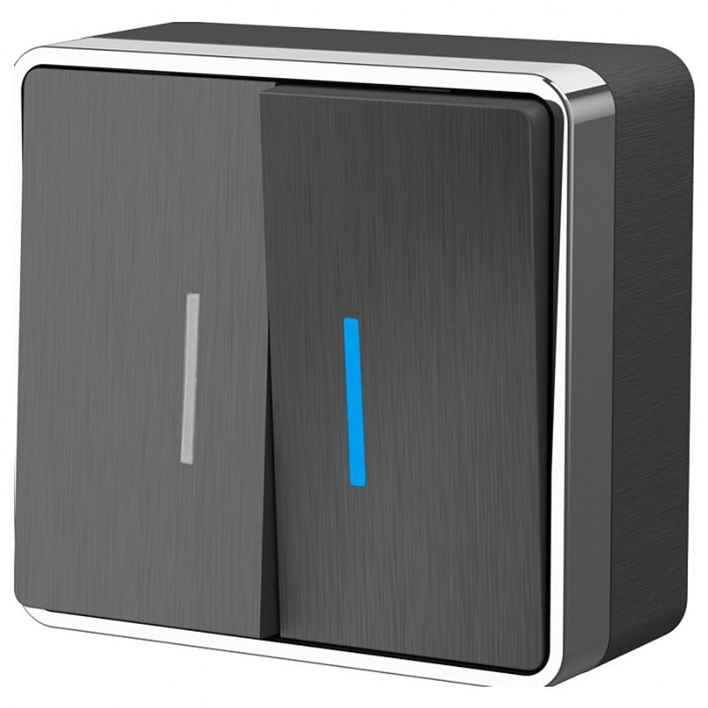 Выключатель двухклавишный с подсветкой Werkel Gallant (графит рифленый) W5020104