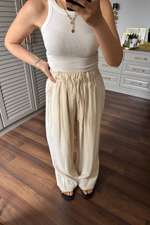 Брюки с высокой посадкой, с эластичным поясом , широкие из модала