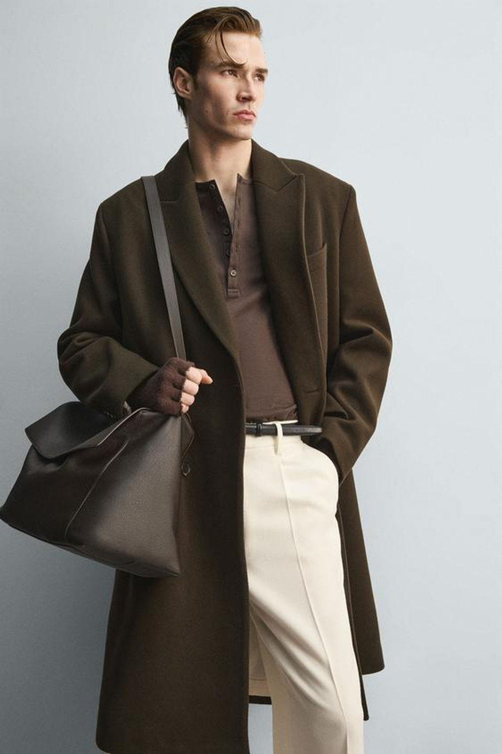 ZARA КОЖАНАЯ СУМКА С ПЛЕЧЕВЫМ РЕМНЕМ XL, LIMITED EDITION, КОРИЧНЕВЫЙ