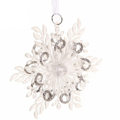 Подвеска «Снежинка кружевная» 11 см, белый