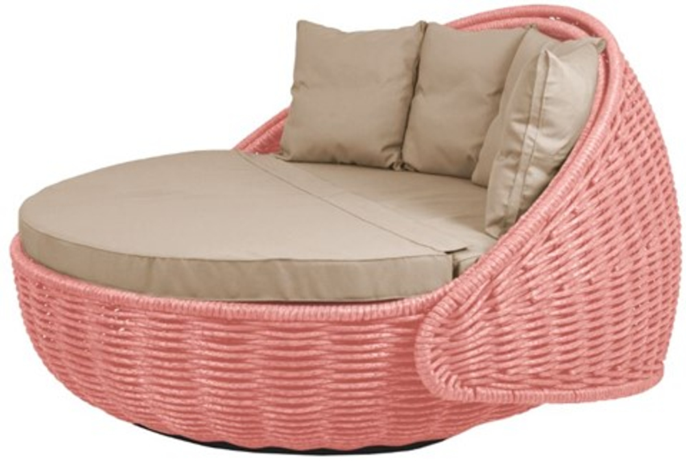 Круглый шезлонг Диван-кровать Nestbed (светло-розовый, подушка светло-серая)