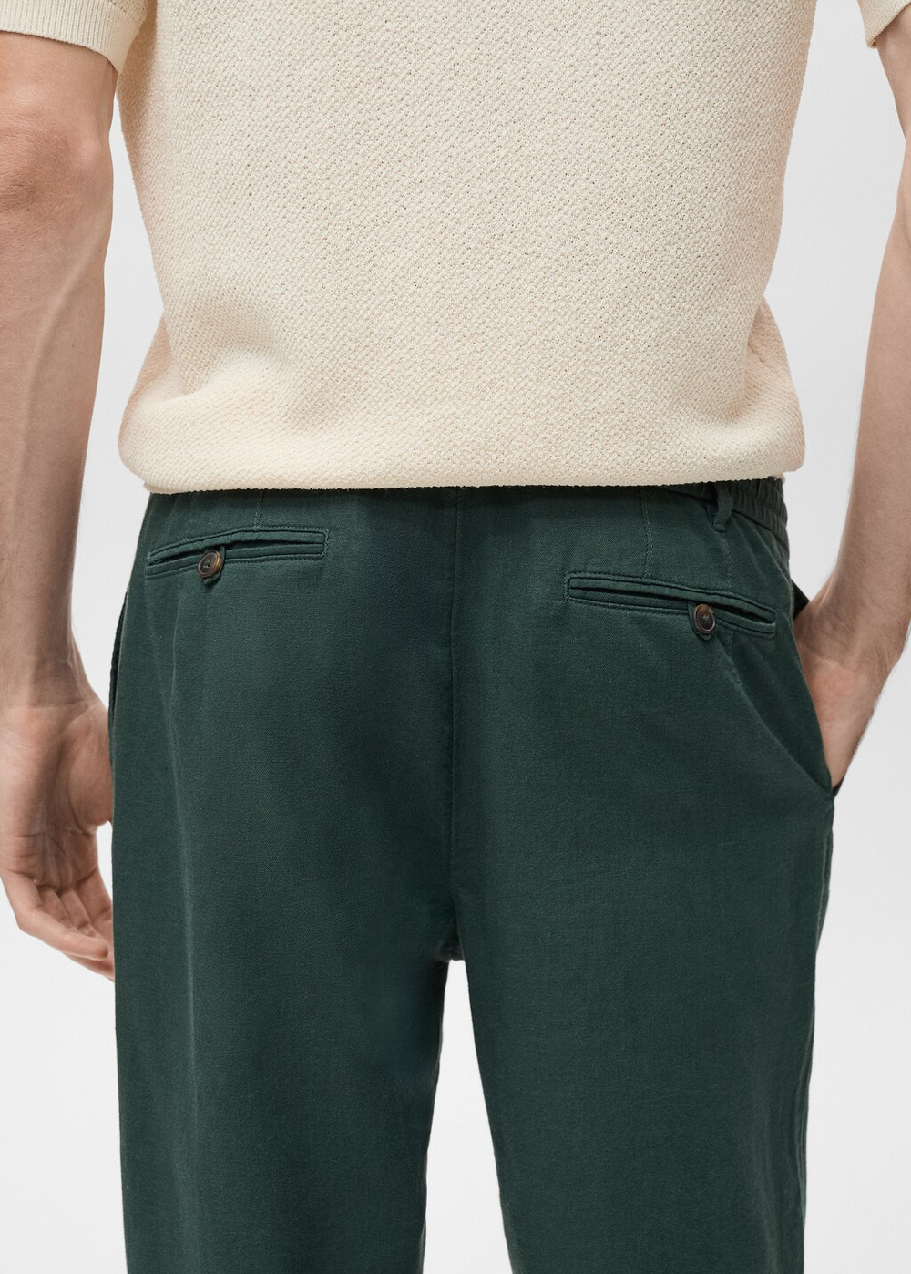 Льняные брюки slim fit со шнурком