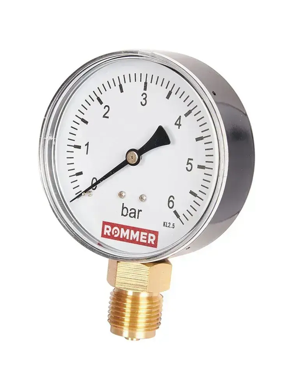 Манометр радиальный Rommer 80 мм, 0-6 бар, 1/2