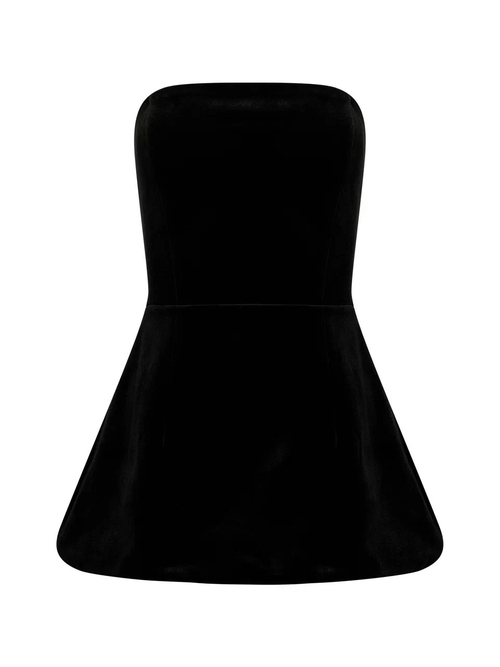 Блуза из бархата с баской черная