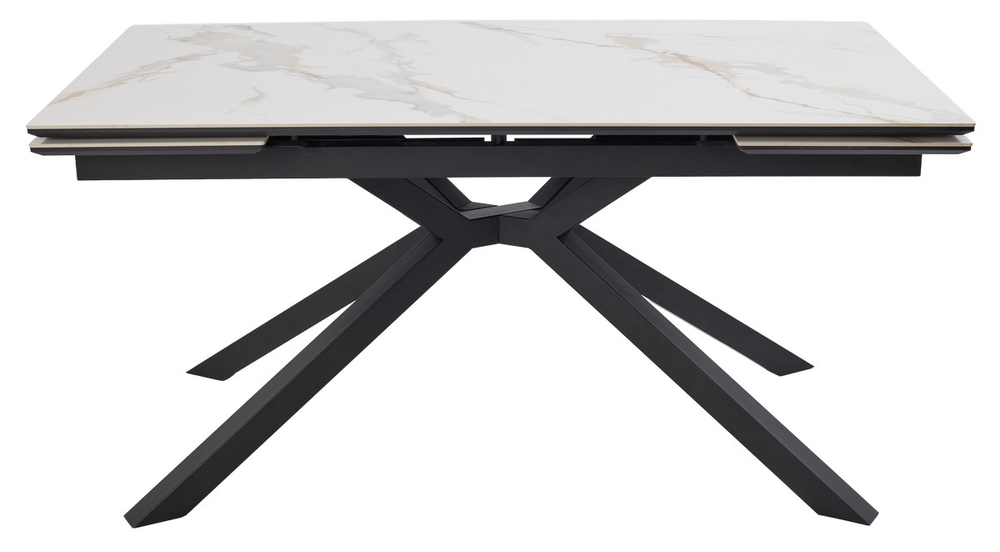Стол ТАНГО 160 CALACATTA GOLD , керамика / Черный каркас, М-City