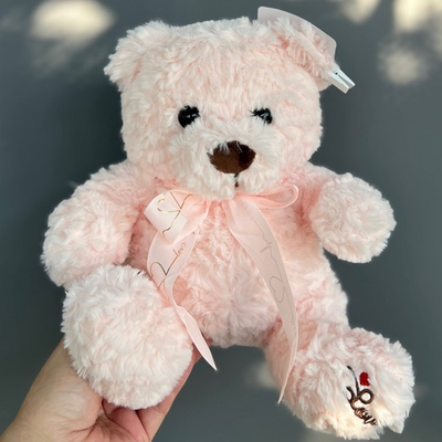 Мишка розовый с бантиком