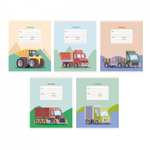 Тетрадь А5 12л., линия, Канц-Эксмо, скрепка, мелованный картон, "Грузовики", 5 дизайнов