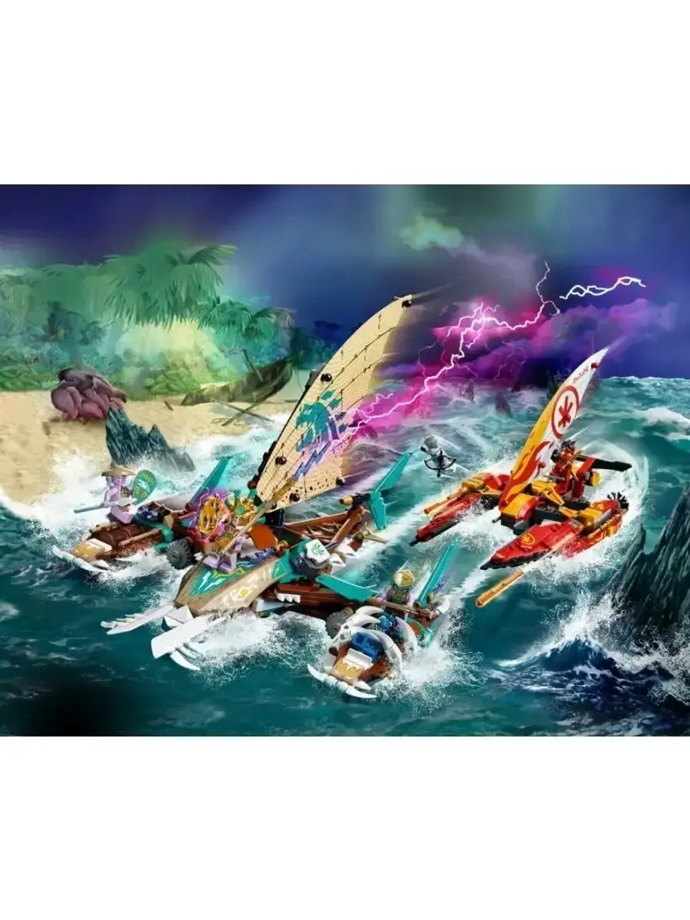Конструктор Ниндзя Морская битва на катамаране 820 дет 3083