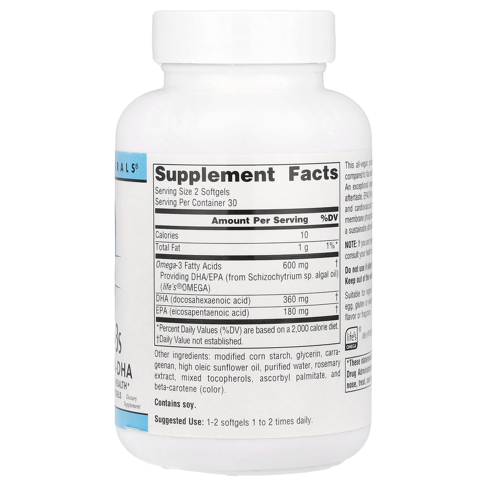 Source Naturals, омега-3 для веганов, ЭПК и ДГК из рыбы, 300 мг, 60 веганских капсул