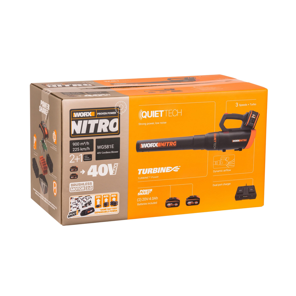 Воздуходувка аккумуляторная бесщеточная WORX WG581E