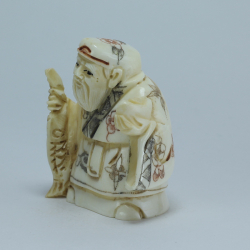 Эксклюзивная нэцкэ Дзюродзин с карпом и денежным корабликом