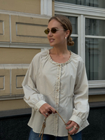 Рубашка Miu в клетку молочный