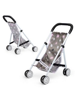 Коляска кукольная, складная, серая, с принтом (CS7632X)
