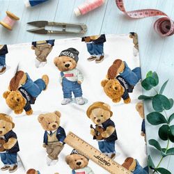 Ткань оксфорд 600 крупные мишки тедди