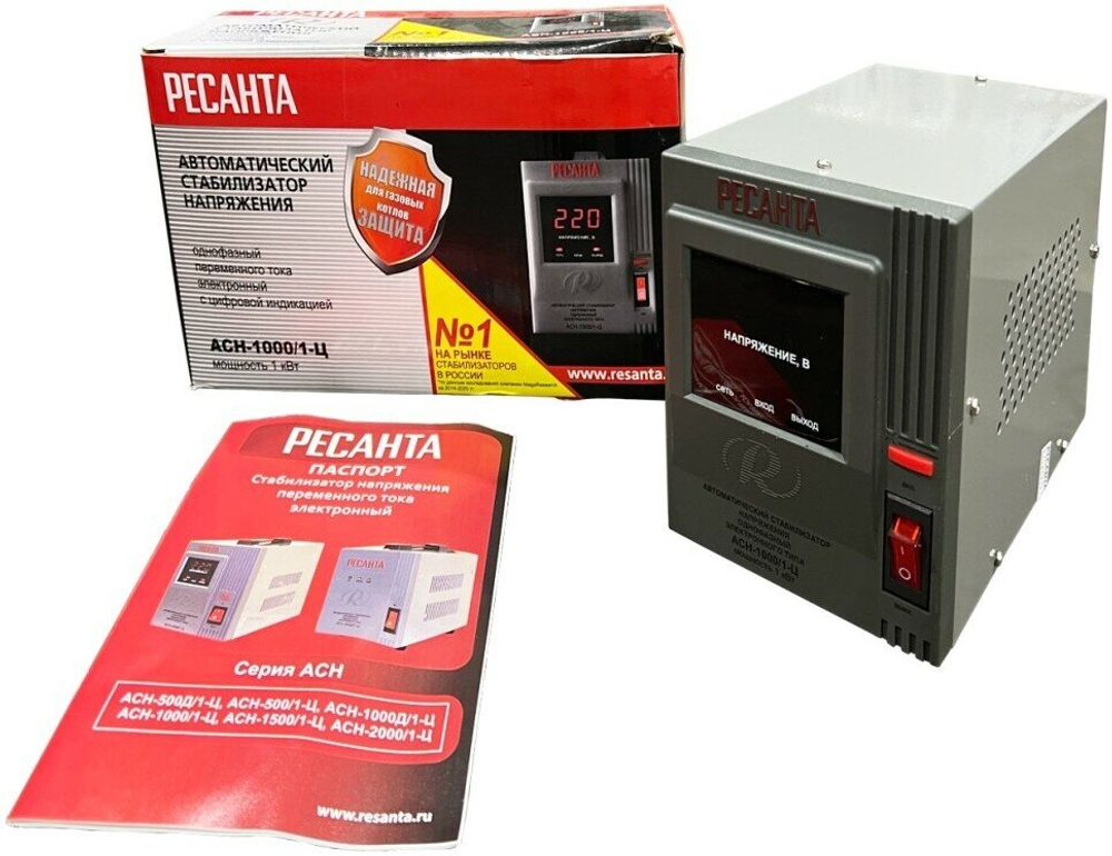 Стабилизатор РЕСАНТА АСН-1000/1-Ц, 1000Вт, 140-260В, напольный, 63/6/2