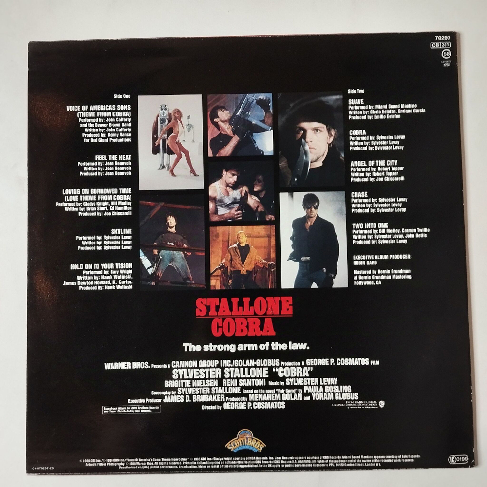 Винтажная виниловая пластинка LP Сильвестр Сталлоне Cobra (Motion Picture Soundtrack) (Holland 1986)
