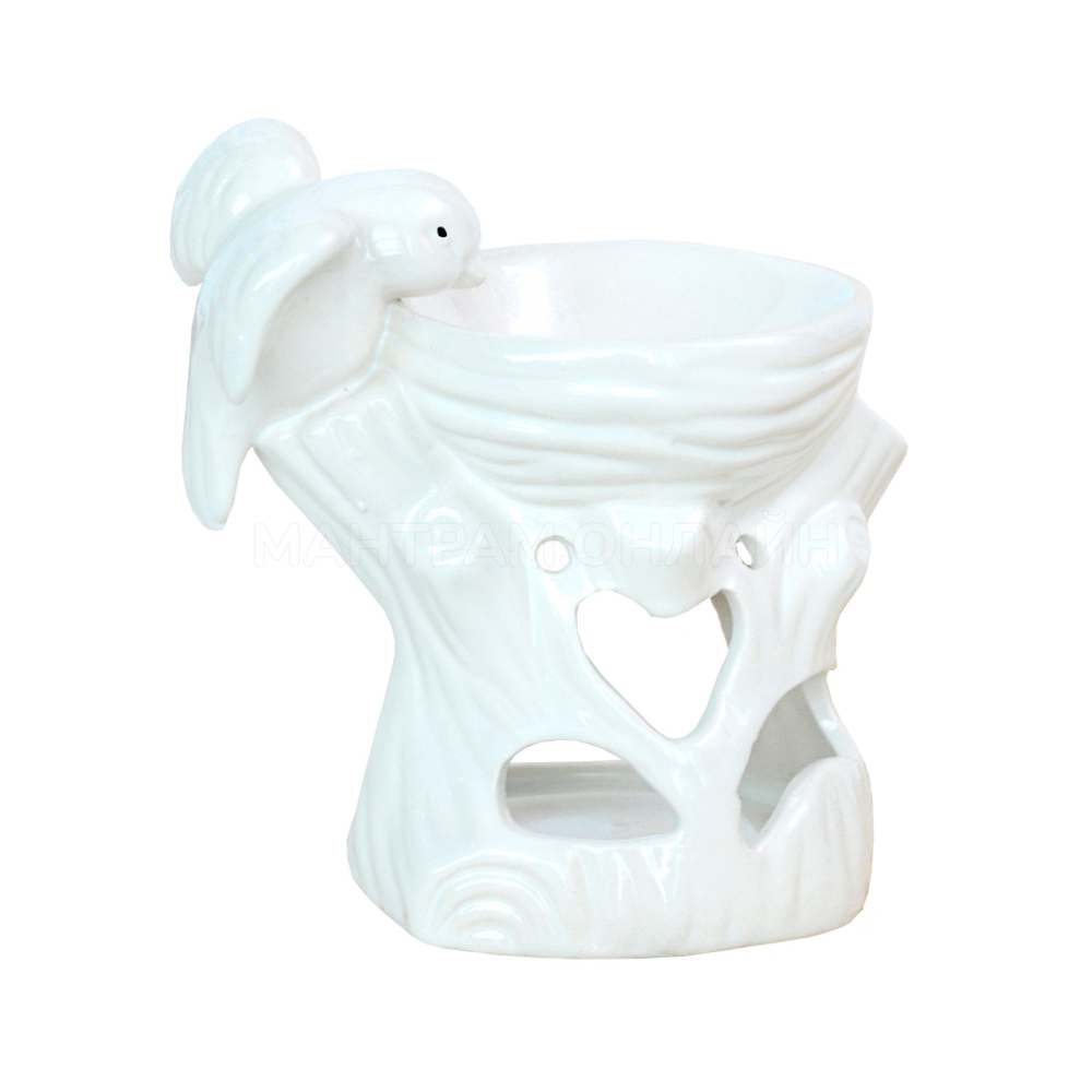 Аромалампа Птичка на пеньке цвет белый 11 см