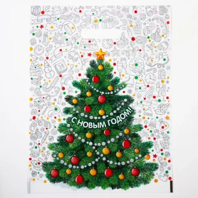 Пакет ПЭ с вырубной ручкой 31х40см (60) (Каникулы) НГ Ламинированный Интерпак (х50/500)