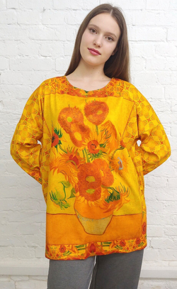Туника "Подсолнухи", по мотивам картины Ван Гога "Ваза с 15 подсолнухами"