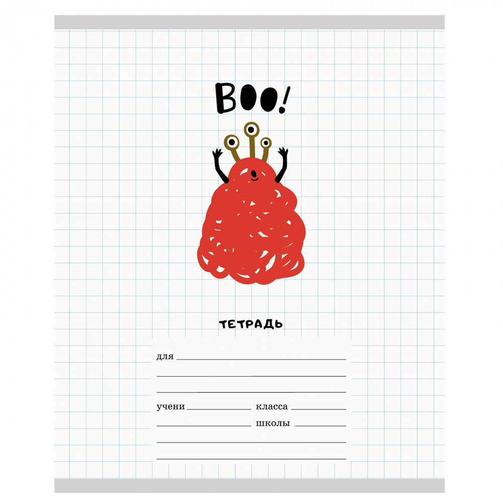 Тетрадь А5 12л., крупная клетка, Канц-Эксмо, скрепка, мелованный картон, "Воо!, 5 дизайнов