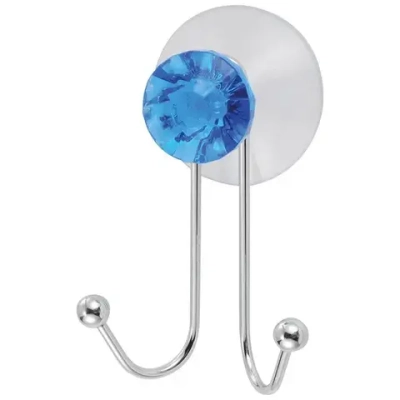 Крючок двойной Бриллиант, синий, на присосках, W2790