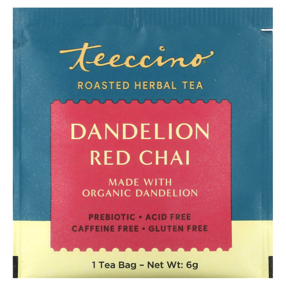 Teeccino, Жареный травяной чай, красный чай с одуванчиком, без кофеина, 10 чайных пакетиков, 60 г (2,12 унции)