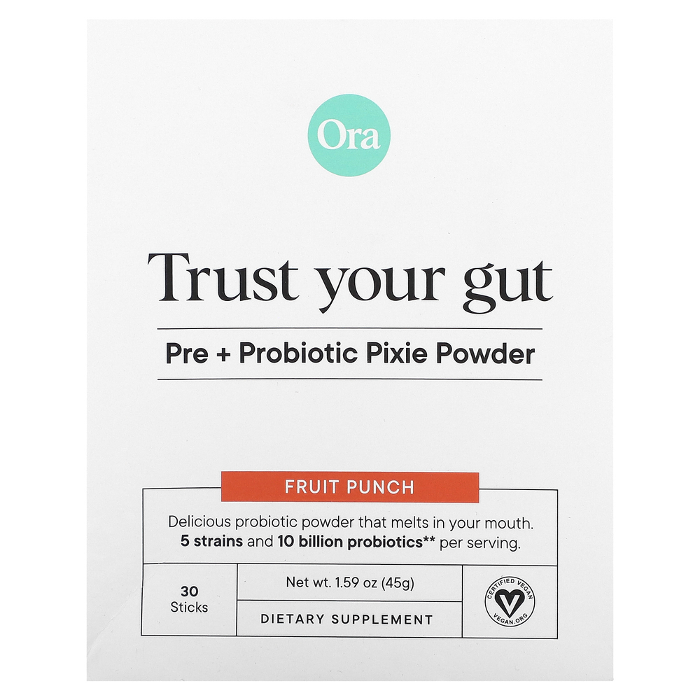 Ora, Trust Your Gut, порошок с пребиотиками и пробиотиками, фруктовый пунш, 10 млрд КОЕ, 30 стиков по 1,5 г (0,05 унции)