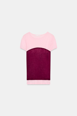 ZARA ФУТБОЛКА SUPIMA® С ЭФФЕКТОМ ДВОЙНОЙ ТКАНИ, БУРГУНДИ