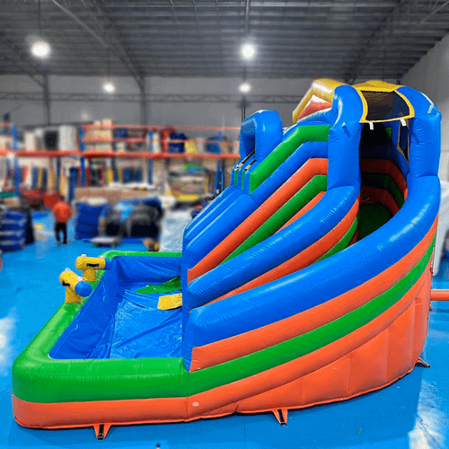 Надувной водный батут с бассейном «Колумбия» c одной лестницей, 6×6×5 м