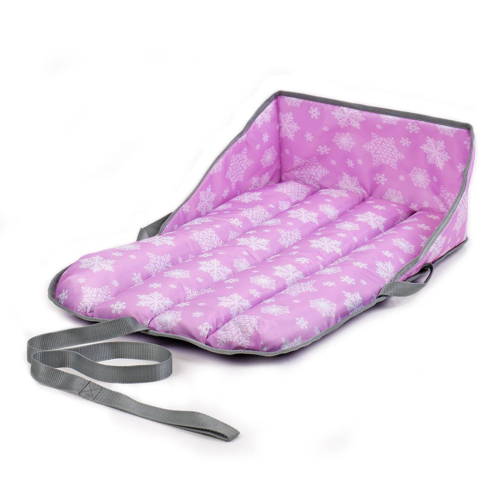 Ледянка мягкая со спинкой со снежинками на сиреневом