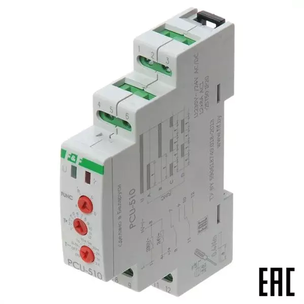Реле времени PCU-510 2х8А 230В 2 перекл. IP20 многофункц. (диап. врем. 0,1-2073600с)