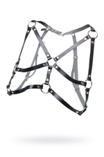 Черная кожаная портупея «Соблазн» с кольцами (Размер: S-M-L) (Цвет: черный)