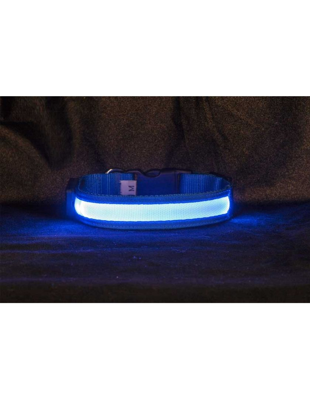 Ошейник для собак Richi Светящийся, размер М, синий со светящийся лентой 3 режима 37-40 см