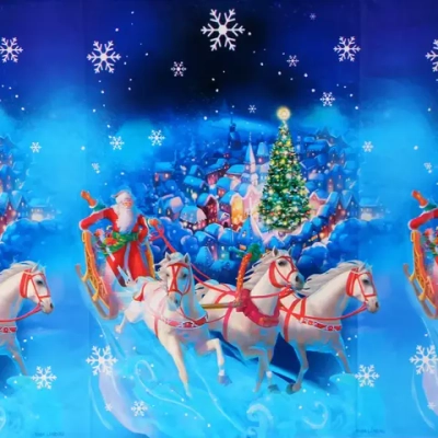 Скатерть «Новогодняя тройка « 108*180 см, пвх, Синий