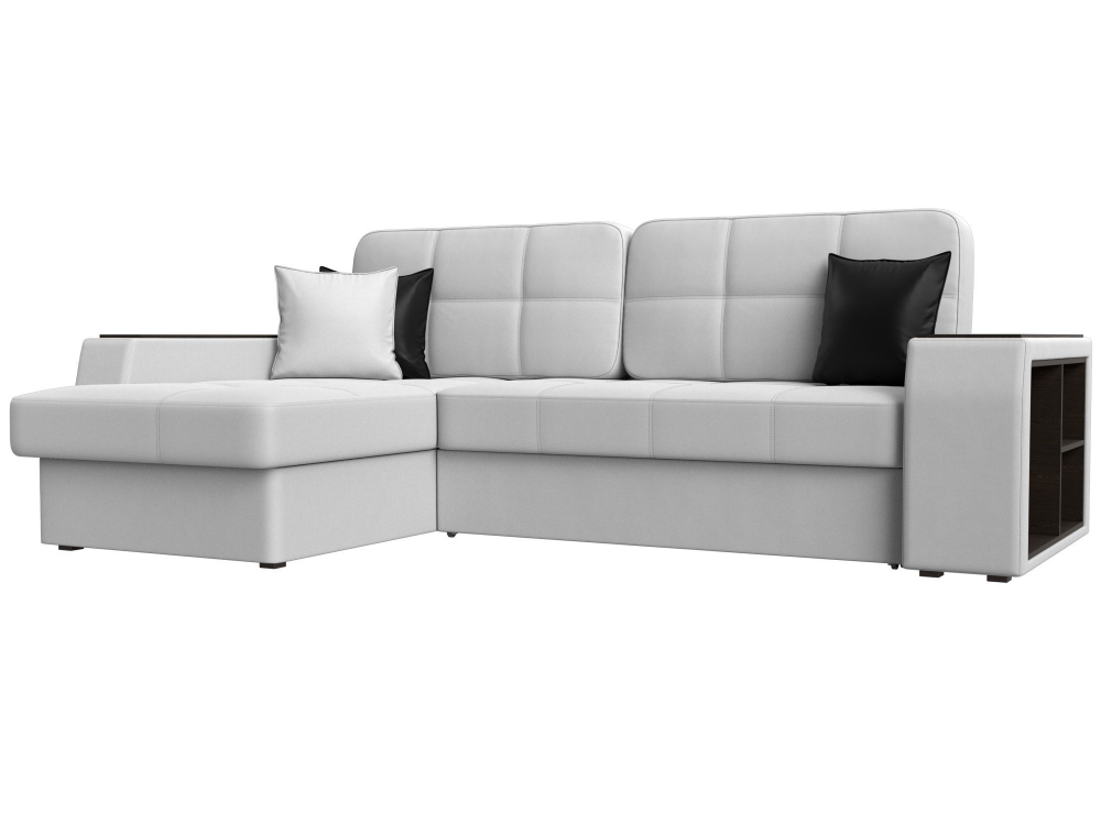 Диван угловой Брюссель левый угол, Белый\Черный, Экокожа, 29395L