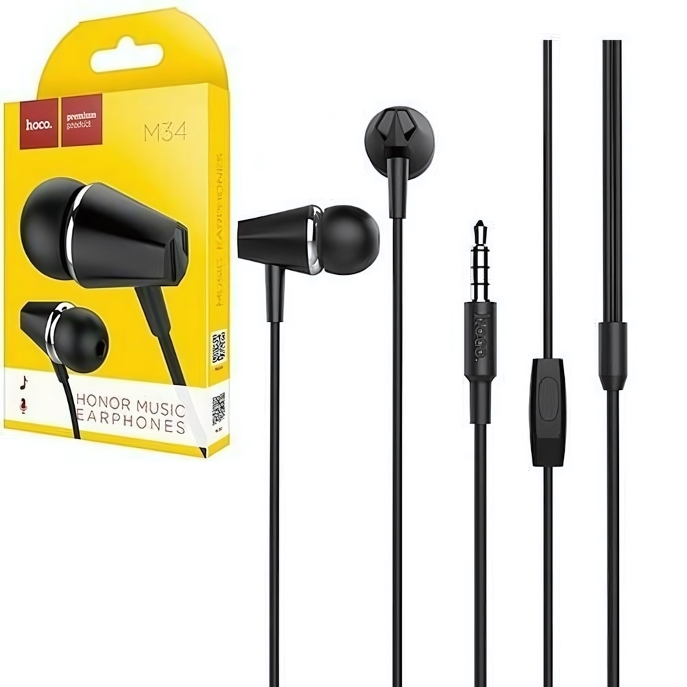 Гарнитура HOCO M34, вакуумные, разъем Jack, кабель 1.2 м Black