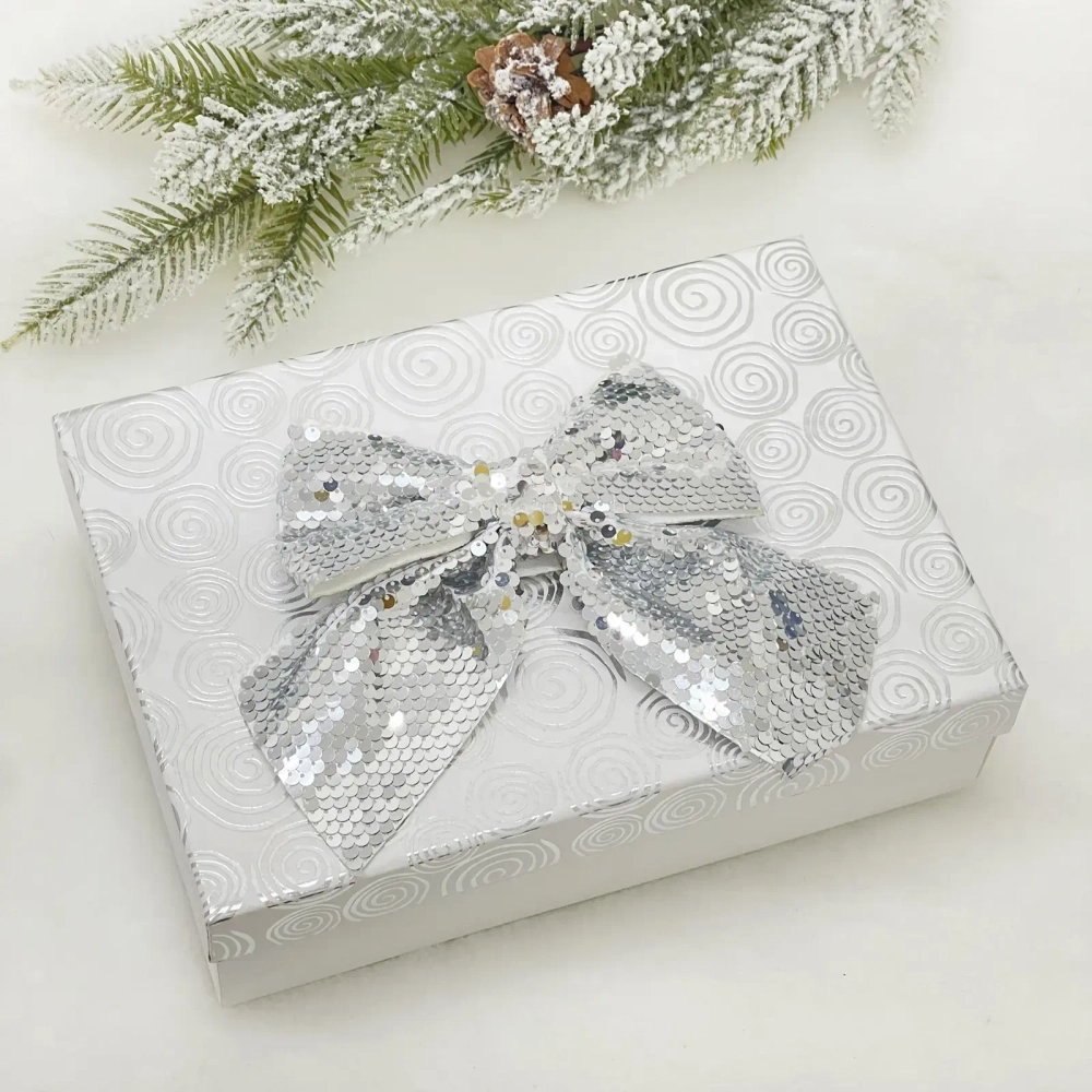 Бант на ёлку «Сияние» 16*17 см, Серебро