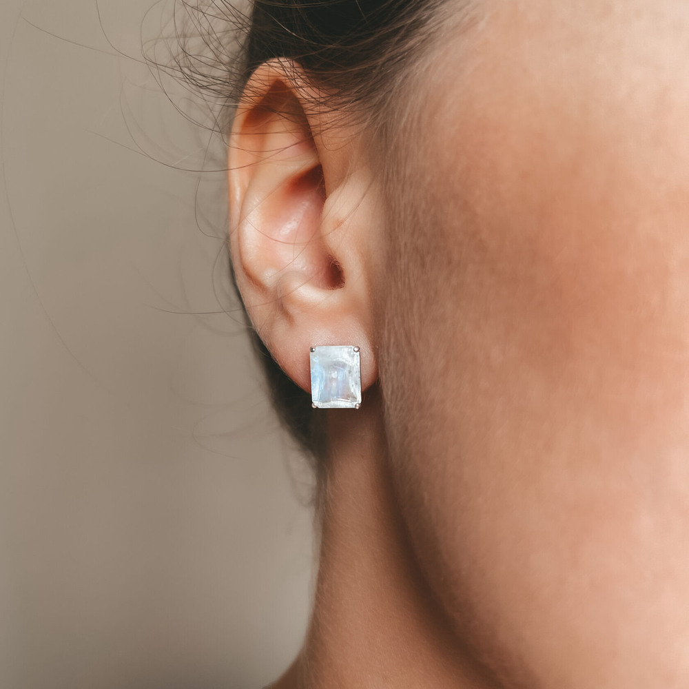 Серьги Сингапур с лунным камнем