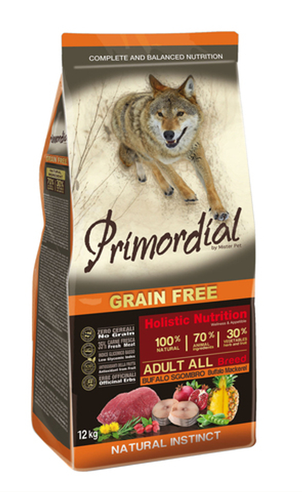 Сухой корм PRIMORDIAL для собак беззерновой тунец ягненок 12 кг