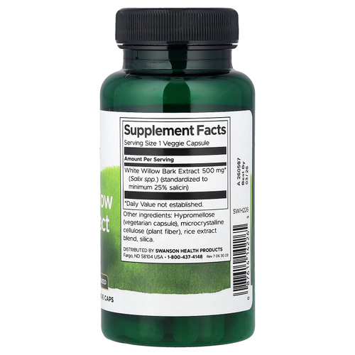 Swanson, Экстракт коры белой ивы, 500 мг, 60 растительных капсул