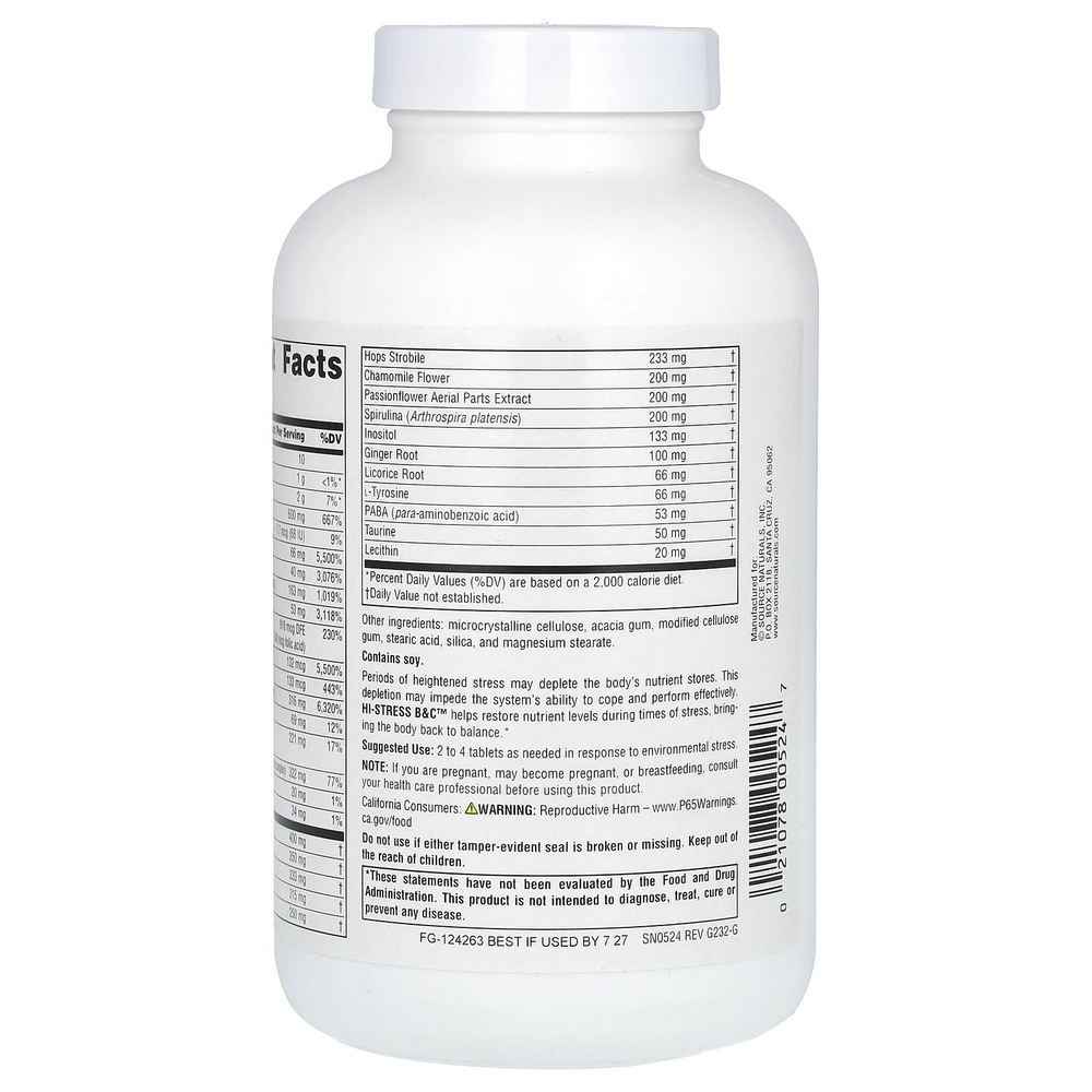 Source Naturals, Hi-Stress B&C, с травами, 120 таблеток